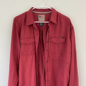 5.11 Tactical Button Up Shirt Men's Large Snap Button Front Pockets Red